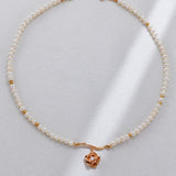 Sculpted Rose Pearl Necklace