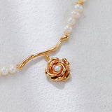 Sculpted Rose Pearl Necklace