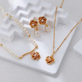 Sculpted Rose Pearl Necklace